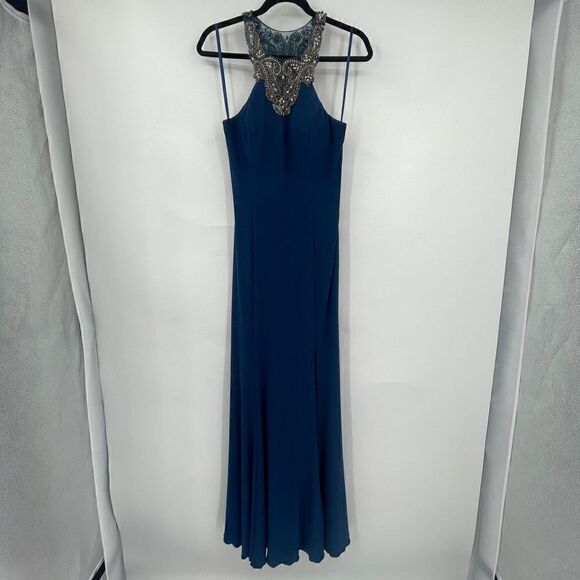 Aspeed Women's Hand beaded Evening Gown Royal Blue Polyester Formal Dress Small - Picture 1 of 10